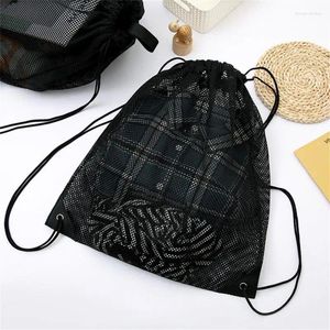 Sacs de rangement Sac à cordon facilement identifiable Black Sports Basketball durable et confortable deux types Net