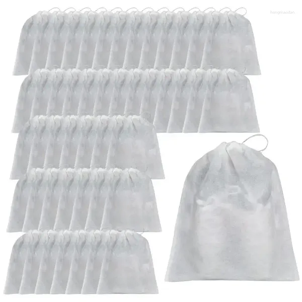 Sacs de rangement Sac sec pour chaussures 50pcs Anti-jaunissement Couvertures anti-poussière Organisateurs non tissés Pochette avec cordon d'isolation