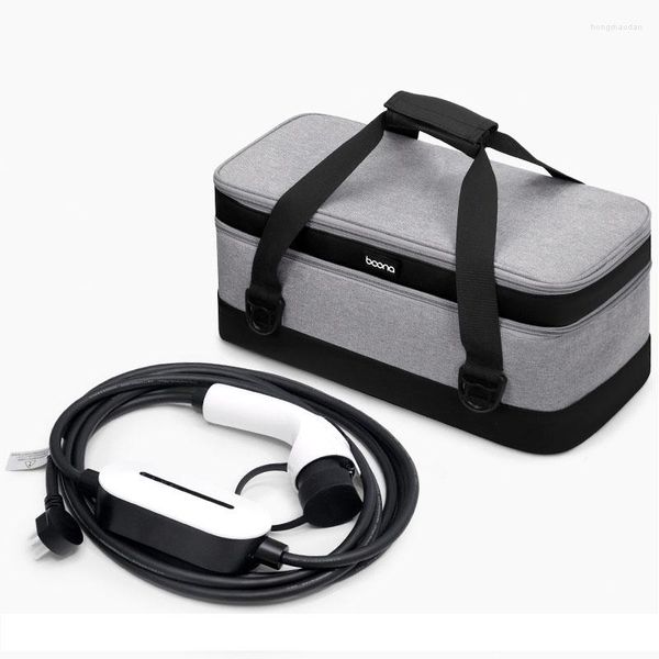 Sacs de rangement double véhicule électrique charge pistolet sac Double couches Portable chargeur de voiture accessoires organisateur étui