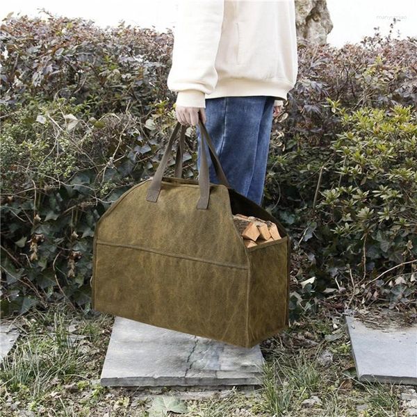 Bolsas de almacenamiento bolso de portabebés duradero resistente con lienzo de madera soporte para barra de registro para exteriores al aire libre