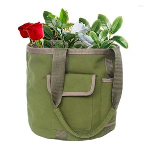 Bolsas de almacenamiento Bolsa de herramientas de jardín duradera Organizador de jardinería de mano Tote Bolsa plegable Jardinero para cubos de 5 galones con bolsillos