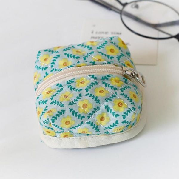 Sacs de rangement pochette pour casque Durable avec fermeture à glissière Portable mignon sac à main à changement floral support pour écouteurs sac en tissu de coton