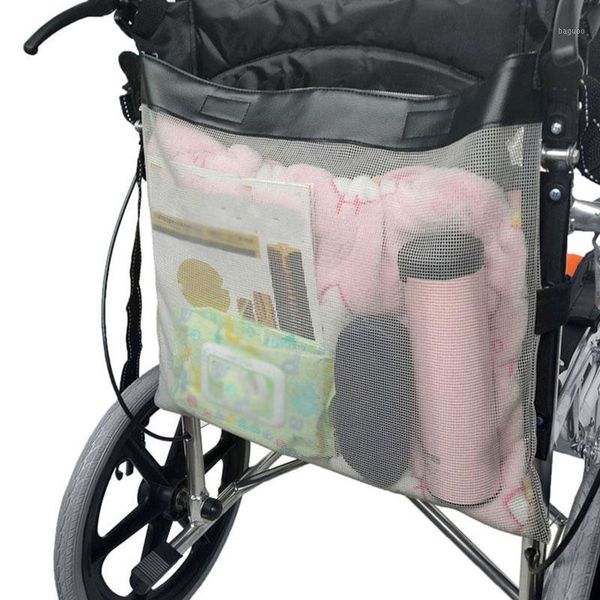 Bolsas de almacenamiento, tela de malla de poliéster duradera, bolsa para silla de ruedas, mochila para la espalda con bolsillos, accesorios para dispositivos de movilidad