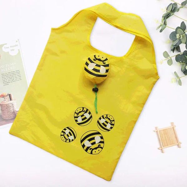 Bolsas de almacenamiento bolsita de compras duradera ecológica adorable dibujos animados diseño reutilizable plegable para facilitar