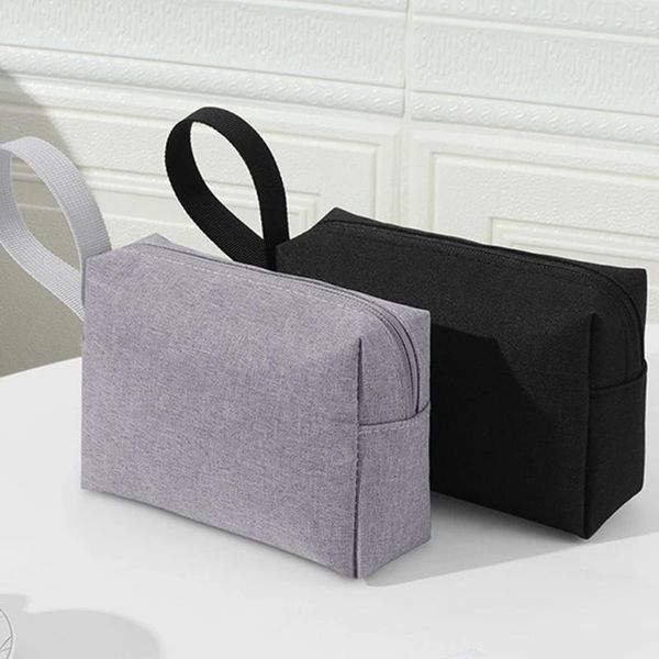 Sacs de rangement Étui pour écouteurs Sac de banque d'alimentation numérique avec poignée Conteneur universel Pochette de transport Fermeture à glissière Noir