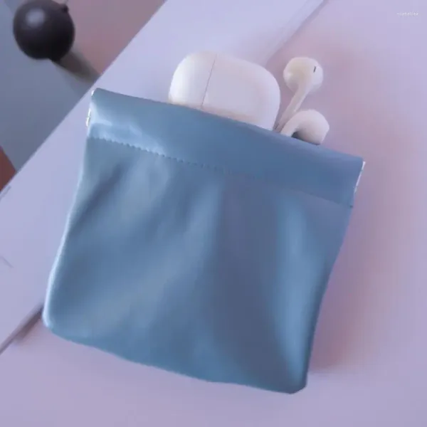 Sacs de rangement Ensemble de sacs faciles à nettoyer de petits pochettes d'organisateur de fermeture en faux cuir pour le maquillage bijoux électronique cosmétique