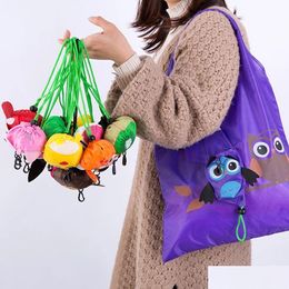 Sacs de rangement Eco Friendly Pliable Shop Sac Cartoon Réutilisable Shoder Femmes Portable Épicerie Fourre-tout Accueil Organisateur Drop Livraison Garde Dhsfy