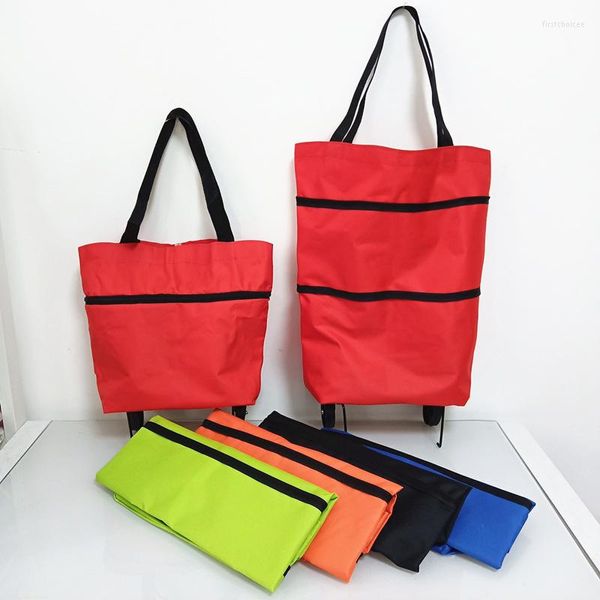 Bolsas de almacenamiento Carro ecológico con ruedas Compras plegables Reutilizable Comestibles Organizador plegable Verduras Carro de tracción