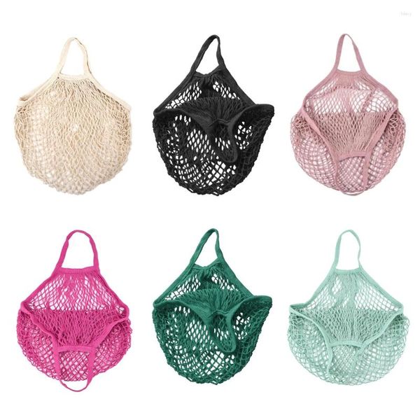 Bolsas de almacenamiento Ecología Reutilizable Cotton Mesh Bolsa de comestibles Compras netas para el mercado de agricultores Viaje en la playa