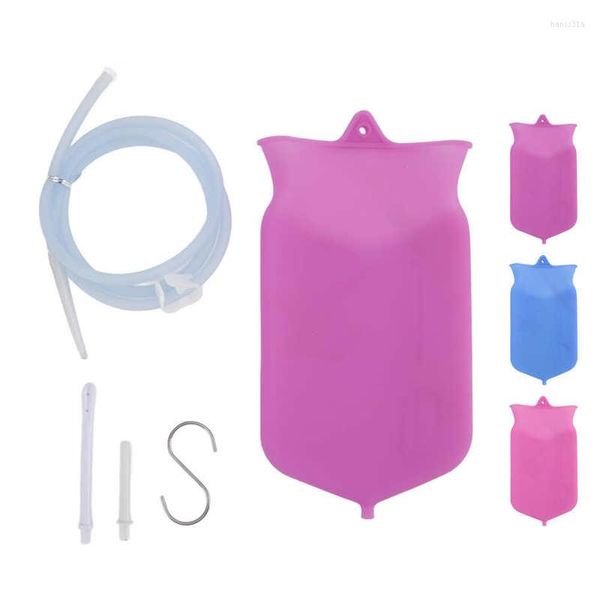Bolsas de almacenamiento Kit de bolsa de enema 2L Flujo ajustable Limpieza de colon profesional portátil completa para hombres y mujeres Cuidado de la salud