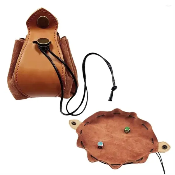 Bolsas de almacenamiento POUNTO DE ENTRETENIMIENTO Juego de juego de juego Juego de mesa Coin Monedas Bolsa de dados Bandeja de cuero