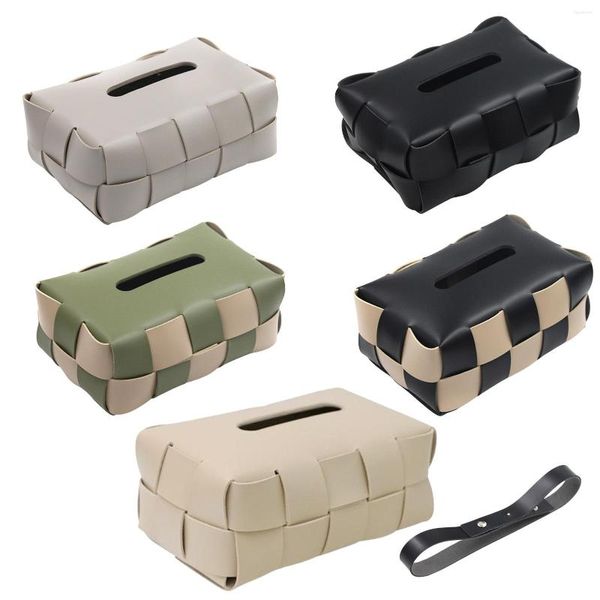 Bolsas de almacenamiento Estuche de pañuelos faciales Funda de caja de cuero Soporte decorativo cuadrado Papel moderno