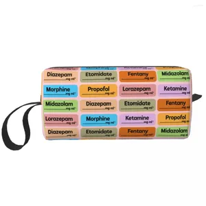Sacs de rangement Fashion Anesthésie Étiquettes de médicaments Sac de toilette de voyage pour maquillage Cosmetic Organizer Beauty Dopp Kit