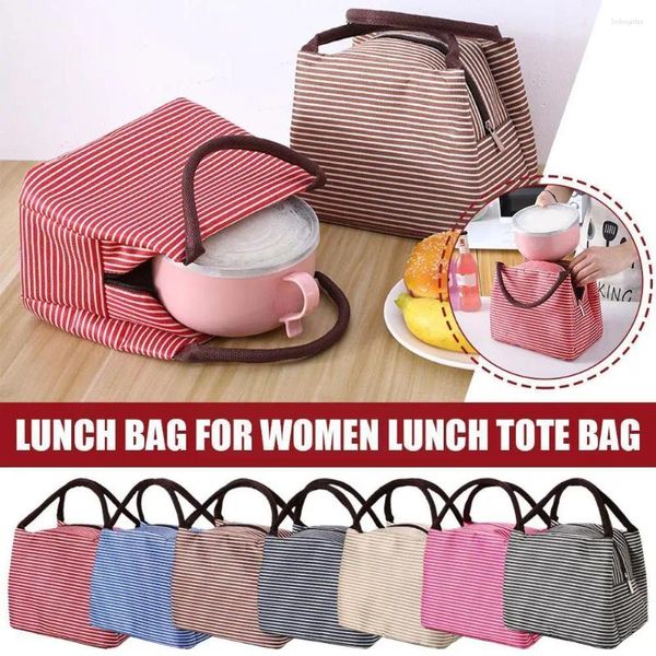 Sacs de rangement Boîte à lunch fraîche pour refroidisseur portable Sac à toile isolée portable Tourne de pique-nique pour femmes pour les femmes V3C0