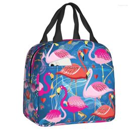 Bolsas de almacenamiento de moda Flamenco Birds Aislados Bolsa de mujer Mujeres Patrón de flores portátiles Luncher de alimentos térmicos para la escuela para la escuela