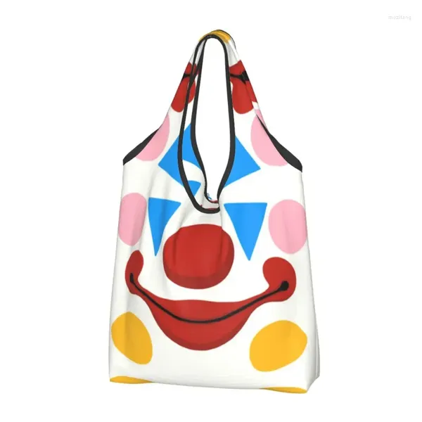 Bolsas de almacenamiento Moda Divertido Circo Payaso Compras Tote Portátil Halloween Grimace Fiesta Comestibles Hombro Shopper Bolsa