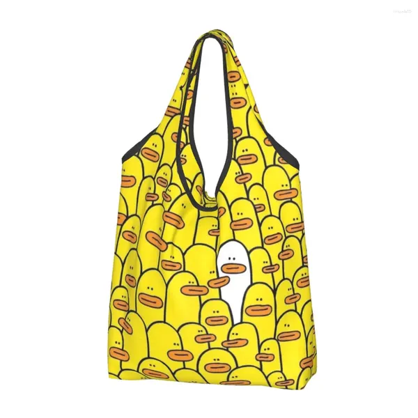 Sacs de rangement Impression de mode Jaune Classic Classic Duck Tote Sac à provisions Portable Shopper Apweter Handsbag