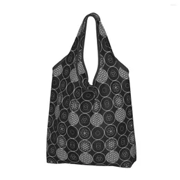 Sacs de rangement Fashion imprimée Fleur de la vie Évolution de géométrie sacrée Tote Shopping Portable Shopper Mandala Mandala Handsbag