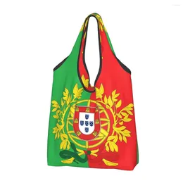 Sacs de rangement Fashion Imprimés Armoiries Portugal Art Shopping Sac Tote Portable Shopper Bacloir Portugais Pacteur à main