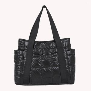 Bolsas de almacenamiento, bolso de hombro de entramado acolchado a la moda, marca de invierno, diseño acolchado texturizado, bolso de lona para mujer, bolsos grandes a cuadros