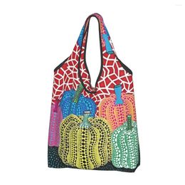 Sacs de rangement mode trois sacs de magasin Polkadot Pumpkin Art Shopping Portable Yayoi Kusama Grocery Shopper