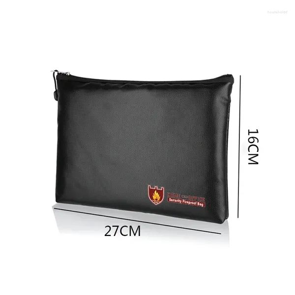 Bolsas de almacenamiento Archivos Bolsa de documentos Pasaporte Boletos Protección de seguridad Organizador impermeable con cremallera Negro Resistente al fuego A prueba de fuego