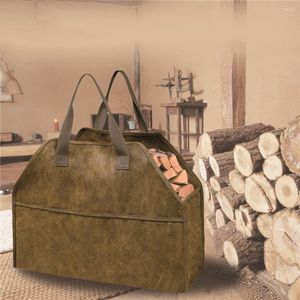 Sacs de rangement bois de chauffage Carrie sac Extra Large toile Portable Stand Up porte-bûches support fourre-tout avec poignée pour l'extérieur