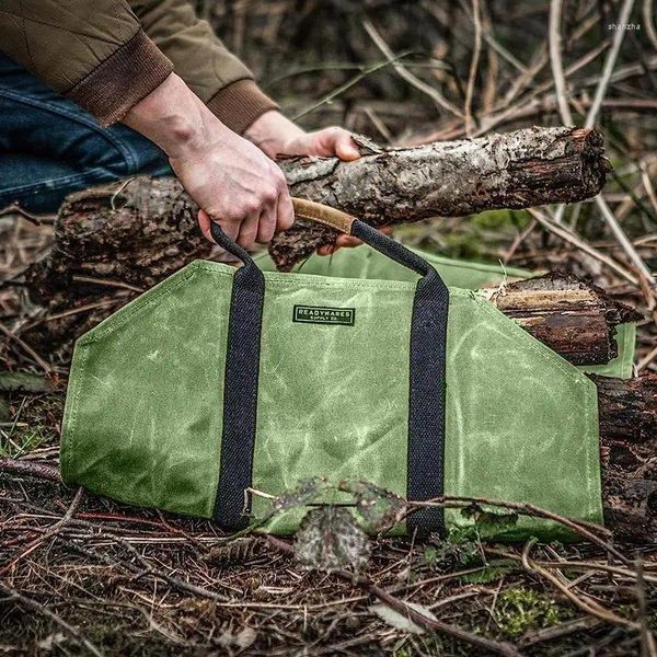 Bolsas de almacenamiento bolso portador de leña de alta calidad Tota de lona ergonómica con mangos Organizador de madera de gran capacidad portátil para twig de juguete