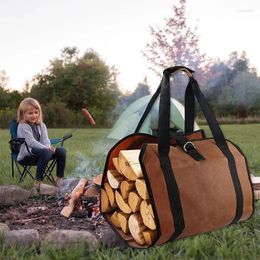 Opbergtassen brandhoutdrager duurzaam gewaxt canvas boog zware haard stevige houten tas met handgrepen voor camping 600 dpvc