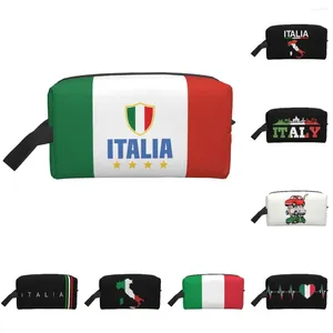 Bolsas de almacenamiento Bandera de Italia Bolsa de cosméticos Mujeres Estuche de maquillaje de gran capacidad Aseo portátil italiano para viajes
