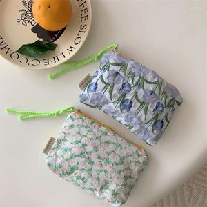 Opbergtassen bloem handheld kleurrijk touwtas eenvoudige Japanse draagbare wasbeurt en make -up klein