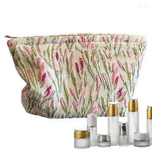 Sacs de rangement Sac de maquillage de fleur Perfère de voyage Modèle floral pour les femmes