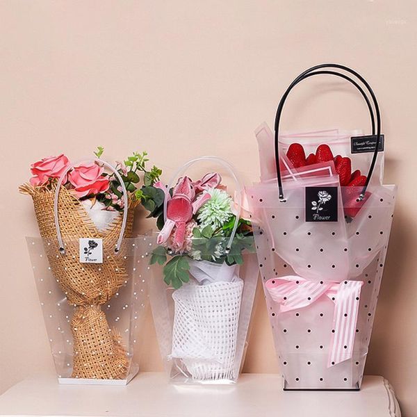 Sacs de rangement Boîte d'emballage de fleurs Étanche Transparent Portable Fleuriste Handy Bouquet Organisateur Décor de mariage pour la Saint-Valentin