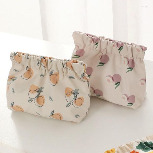 Bolsas de almacenamiento de flores para mujer, bolsa bonita para pintalabios, bolsa para servilletas sanitarias de viaje, estuche organizador de cosméticos para auriculares con monedas a la moda