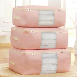 Opbergtassen opvouwbare tas roze print kleding deken quilt organizer stroage clougte transparante reisbagage