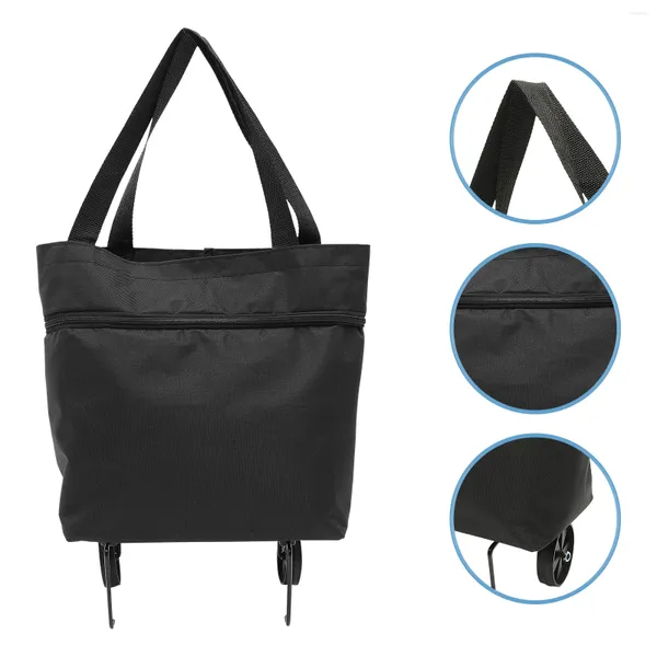 Bolsas de almacenamiento bolso de carrito plegable con ruedas Compras de compras Trolley plegable