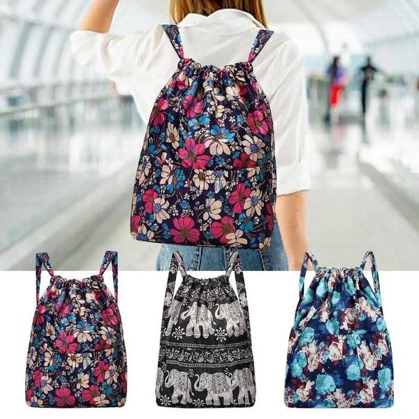 Bolsas de almacenamiento con cordero plegable liviano mochila de viajes mochila gran capacidad bolsas de comestibles multifunción mochilas de yoga