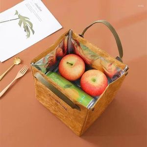 Sacs de rangement pliables réutilisables, sac alimentaire étanche, grand déjeuner petit déjeuner Bento étanche isolation thermique conteneur en papier Kraft