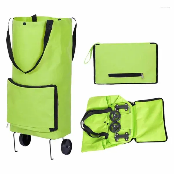 Sacs de rangement panier pliable sac à épicerie réutilisable étanche de grande capacité en tissu oxford portable avec roues
