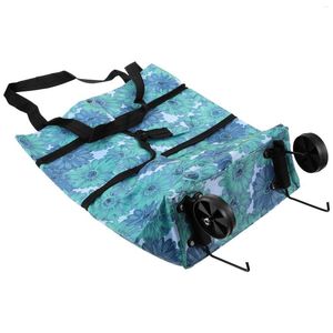 Opbergtassen Opvouwbare winkelwagen met wielen Trolley Tote Bag Rolling Portable Folding voor vrouwen op trekhandvat