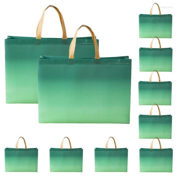 Sacs de rangement Pliable Shopping Non-Tissé Graduel Changement de Couleur Sac D'épicerie 10 Pcs Pour Organiser Et Acheter De La Nourriture