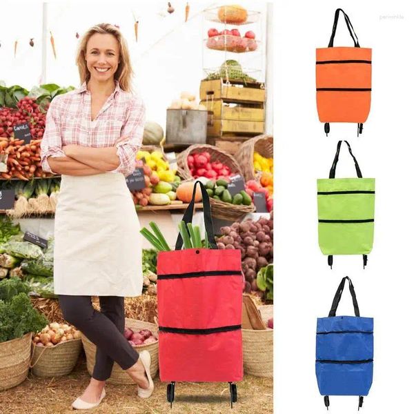 Bolsas de almacenamiento de compras plegables bolsas de bolsas de bolsas con ruedas con cremallera reutilizable supermercado para