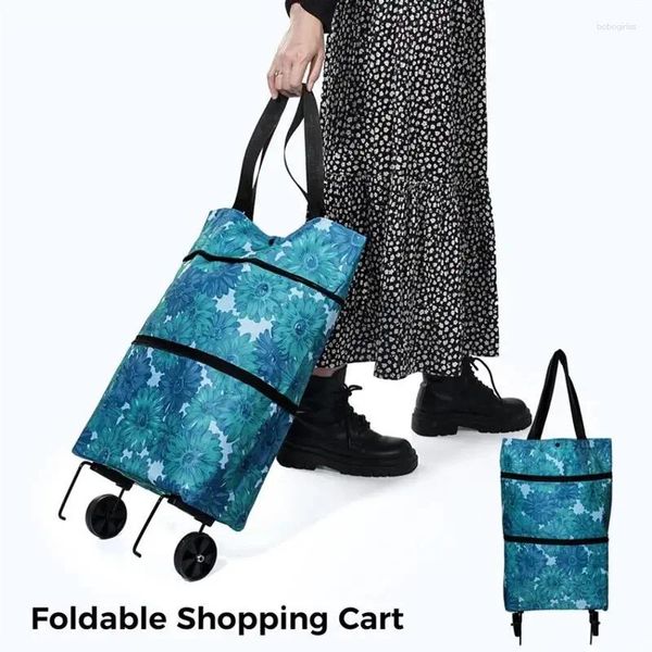 Bolsas de almacenamiento Bolsa de compras portátiles plegables con ruedas Multifunción Multifunción Bolsa Home Travel Travel Commestic