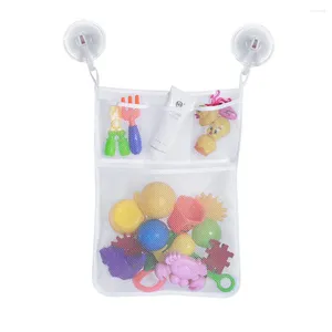 Sacs de rangement Pliant salle de bain suspension en maille bébé baignoire jouet nette tasse d'aspiration du sac de douche Organisateur