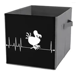 Sacs de rangement Boîte pliante Dodo Bird Heartbeat Pulse Lover Gift Tank Grande capacité de vêtements Super Soft Fun