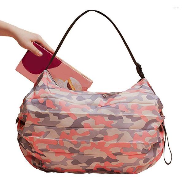 Bolsas de almacenamiento Bolsa de compras plegable Reutilizable Supermercado Plegable Nylon Tote Viaje Playa Gran capacidad Equipaje de mano para