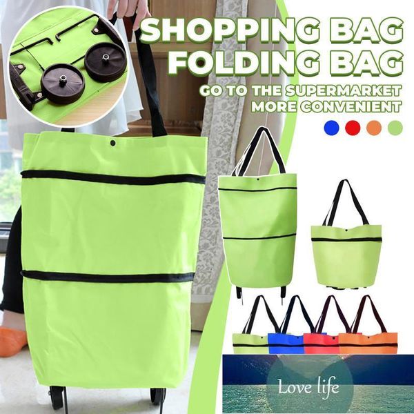 Bolsas de almacenamiento Bolsa de compras plegable Carro Oxford Carro en bolso de rueda Respetuoso del medio ambiente Reutilizable Comprar verduras portátil