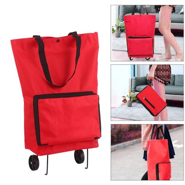 Bolsas de almacenamiento plegable compras tran de carrito bolsa con ruedas organizador de alimentos reutilizable vegetales gran capacidad