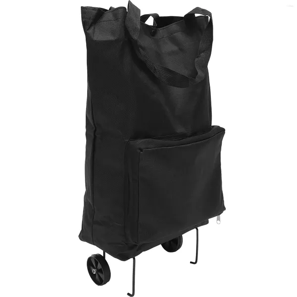 Bolsas de almacenamiento Carro de compras plegable Ruedas Bolsa de remolque Gran capacidad Comestibles Al aire libre Plegable Reutilizable Tote Oxford Tela