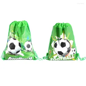 Sacs de rangement Football Non-tissé Sac à cordon Sac à dos Enfants Voyage École Décor Cadeau